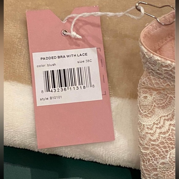 NWT Camio Mio Pink & Cream Lace Bra, Size 38C - Picture 3 of 5